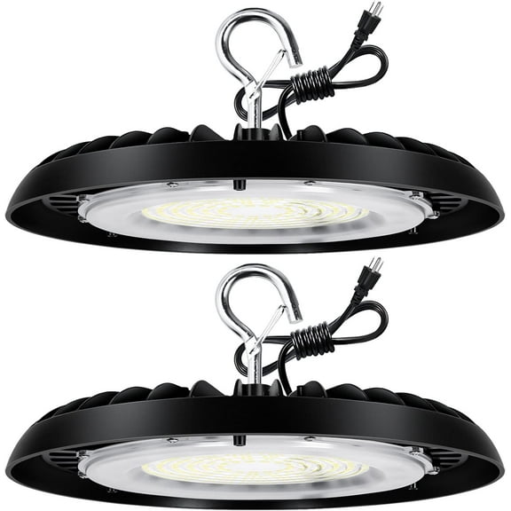 LED High Bay Light 200W UFO LED Shop Lights Commercial Warehouse Workshop Garage Factory Lowbay Area Lighting Fixture (2 Pack)