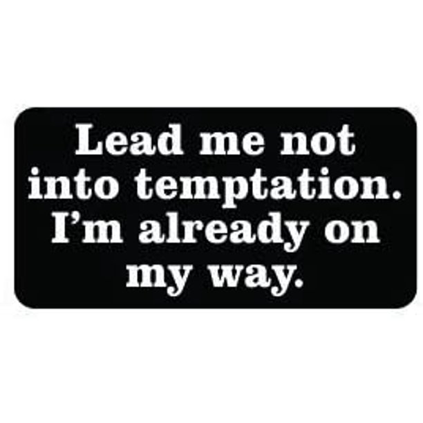 Pair Of Lead Me Not Into Temptation I M Already On My Way Funny Hard Hat Helmet Vinyl Decal Sticker Walmart Com Walmart Com