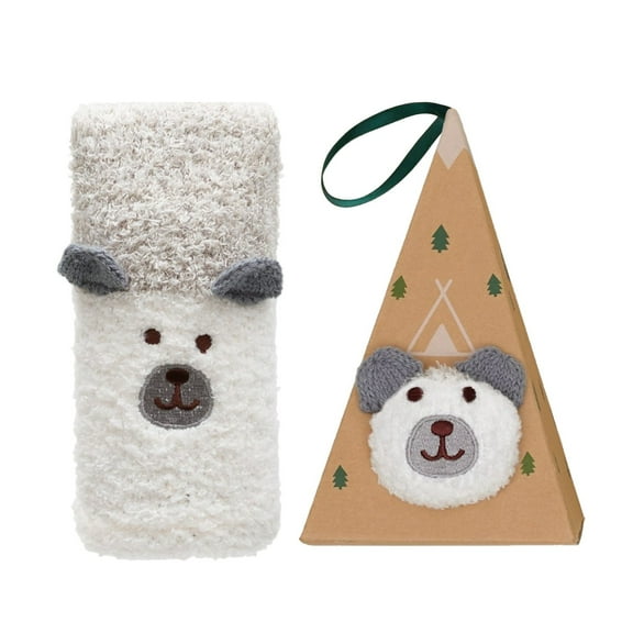 Christmas Cute 3D Animal Socks with Gift Box Coral Fleece Socks Winter Thickened Cartoon Embroidery Floor Christmas Socks丨A