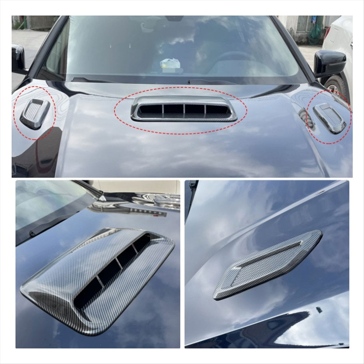 Car Air Flow Intake Hood Scoop Vent Bonnet Decor Cover Center Side Air Outlet Hood Auto Exterior Accessories Universal A
