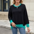 thumbnail image 6 of Yokua Women's Loose Long Sleeve Crew Neck Colorblock T-Shirt Casual High-Low Hem Ribbed Knit Top, 6 of 10