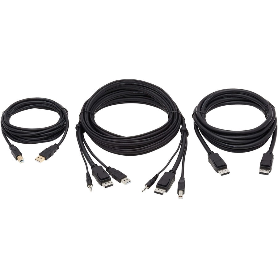 Tripp Lite by Eaton DisplayPort KVM Cable Kit - DP USB 3.5 mm Audio (3xM/3xM) + USB (M/M) + DP (M/M) 4K 10 ft. (3.05 m) Black - 10 ft KVM Cable for KVM Switch, Computer, Monitor - First End: 1 x Mi...