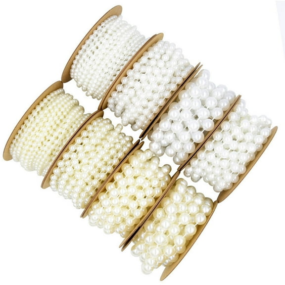 PAMINGONO 1 Roll String Beads for Decorating White Adjustable Length Natural Simulation Pearls for Home Diy Projects