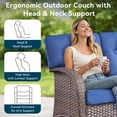 thumbnail image 3 of Unnifurnzi Outdoor Wicker Couch-3 Seater High Back Outdoor Sofa Outdoor Patio Couch for Deck Porch Garden Balcony Poolside-Brown/Blue, 3 of 7