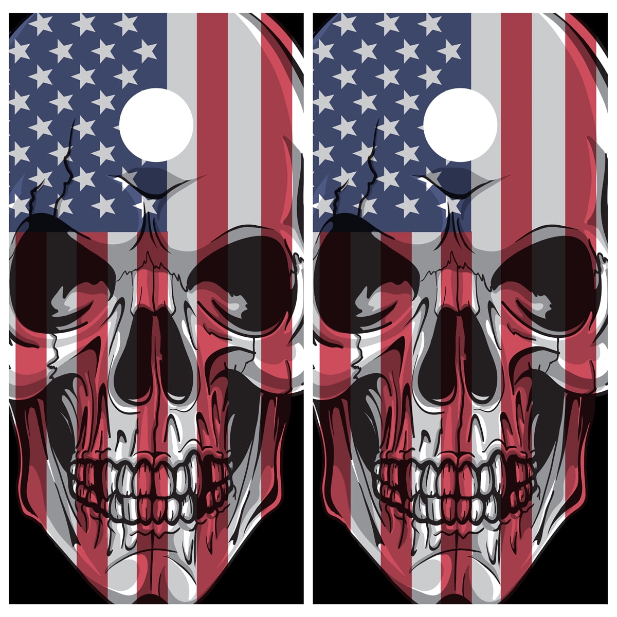 Skull American Flag Cornhole Board Wrap Set Laminated Wraps Decals Vinyl Sticker 