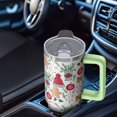 thumbnail image 5 of 30oz Christmas Ornaments Tumbler with Lid and Straw, Stainless Steel Cup with Handle Red Bowknot Travel Mug, Holiday Presents, 5 of 5