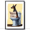 thumbnail image 2 of Doberman Pinscher Dog Canvas Wall Art for Bedroom Living Room Home Decor,Funny Dog Canvas Sitting on The Toilet Animal Pattern Office Artworks, modern wall decor, Ready to Hang, 2 of 6
