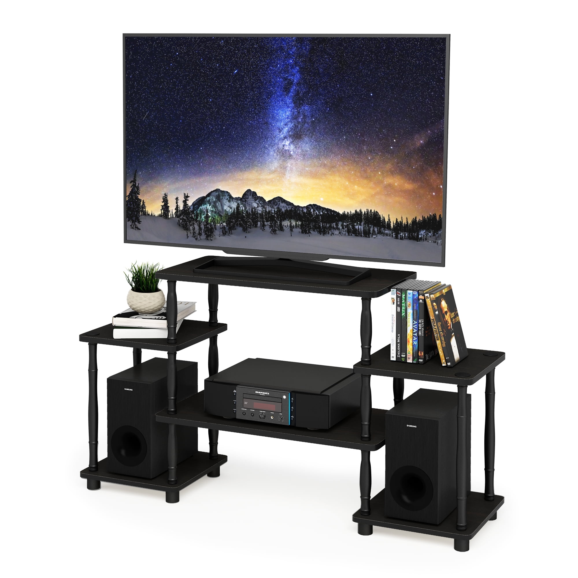 Furinno TURN-N-TUBE No Tools Entertainment Center with Bamboo Espresso/Black
