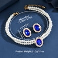 thumbnail image 5 of Sunyuer Pearl Necklace Jewelry Set Wedding Pearls Earrings Necklaces Set Bridal Crystal Jewelry for Women, 5 of 6