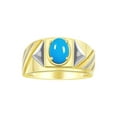 thumbnail image 1 of RYLOS Men's Rings 14K Yellow Gold Ring Classic Designer Style 8X6MM Oval Gemstone & Diamond Ring Turquoise Birthstone Rings For Men Size 13, 1 of 7