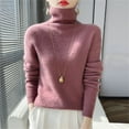 thumbnail image 4 of 2025 Spring Sweater Watermelon Red Sweater Long Sleeves Turtleneck Womens Sweater Solid Color Lightweight Sweater Men's Hoodie(M), 4 of 7