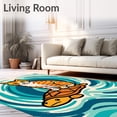 thumbnail image 2 of ODIKA 5'x7' Machine Washable Non-Slip Area Rug, Zen Kitty Journey Eastern Philosophical Tidal High Traffic Rug, Blue, 655504, 2 of 7