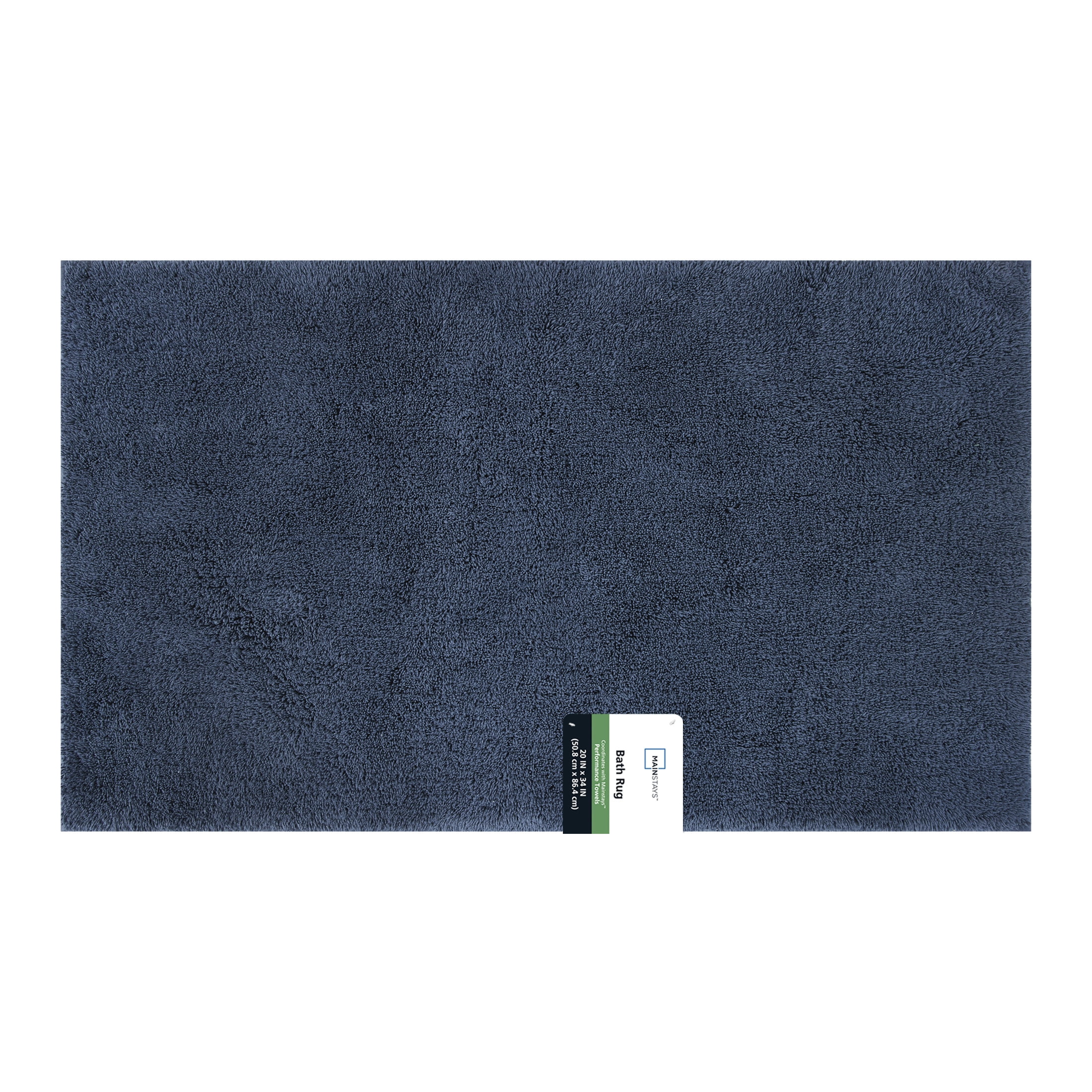 Mainstays Performance Recycled Polyester Bath Rug, Washed Indigo, 20 in x 34 in