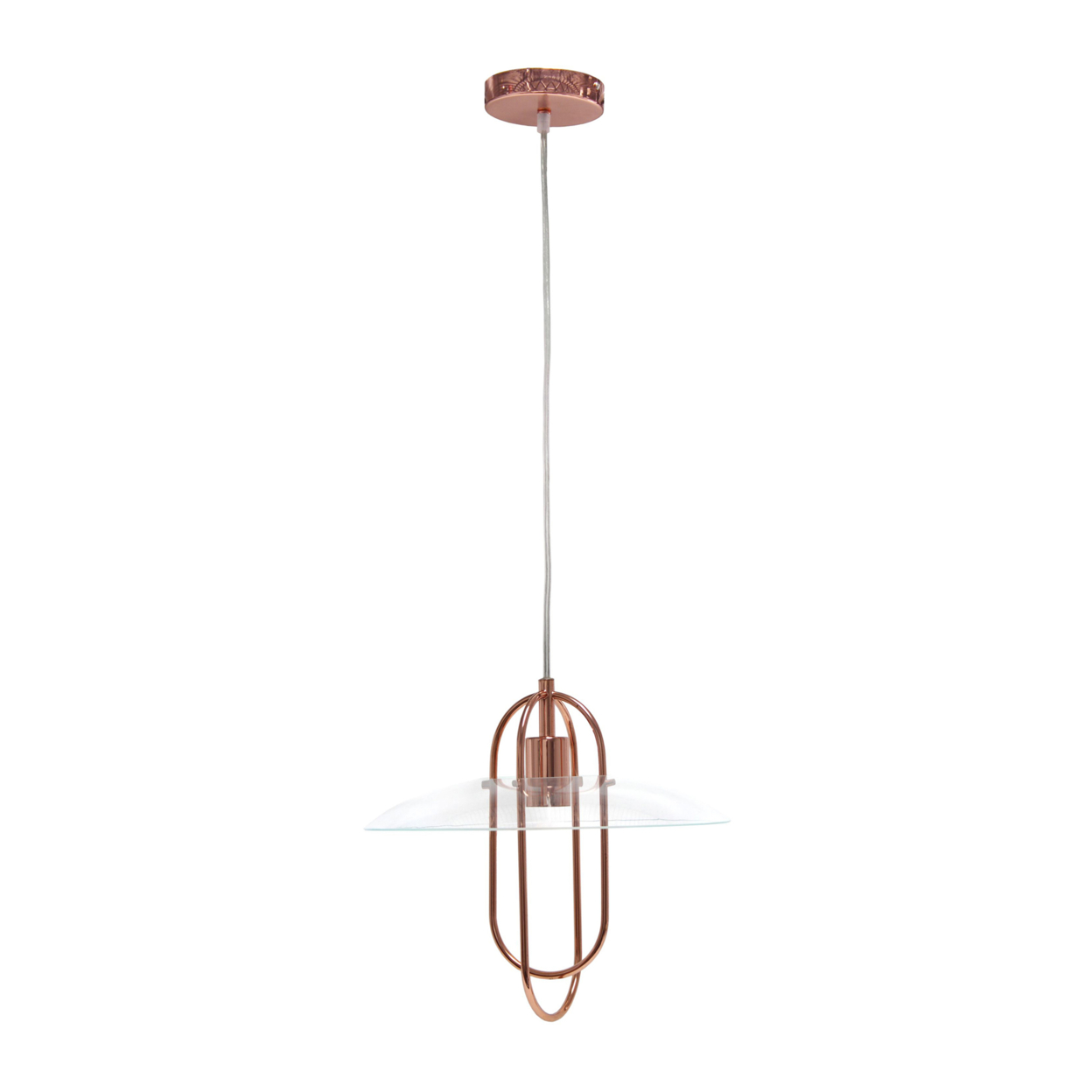 Simple Designs 1 Light Modern Metal Pendant Light with Clear Glass Shade - Rose Gold - image 4 of 8
