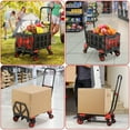 thumbnail image 6 of Arlopu 2 in 1 Foldable Hand Truck Dolly with Basket, 330LBS Capacity Folding Hand Cart Platform Cart Dolly with Retractable Handle, Rubber Wheels and 2 Elastic Ropes, 6 of 10