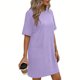 thumbnail image 2 of TaTaai Ladies Classic Solid Color Round Neck Short Sleeve Casual Dress with Functional Pockets Soft Stretchy Material Fashion Midi Dress for Spring Summer Daily Outings Gift, 2 of 6