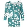 thumbnail image 4 of Nrmvnmi Womens 3/4 Length Sleeve Cotton Tops Casual Floral Print Round Neck Tie Dye Summer/Fall Tops Loose Fit Elastic and Lightweight Blouse For Women, 4 of 6