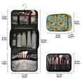 thumbnail image 2 of 3-Piece Travel Toiletry Bag Set, Hanging Wash Bag with Makeup Bag & Brush Case,Waterproof Cosmetic Organizer for Travel, Gym & Home Sunflowers on Blue, 2 of 10