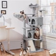 thumbnail image 3 of Yaheetech 57.5''H Cat Tree Tower Cat Tree with 2 Condos, Scratching Posts, Ramp, Light Gray, 3 of 9