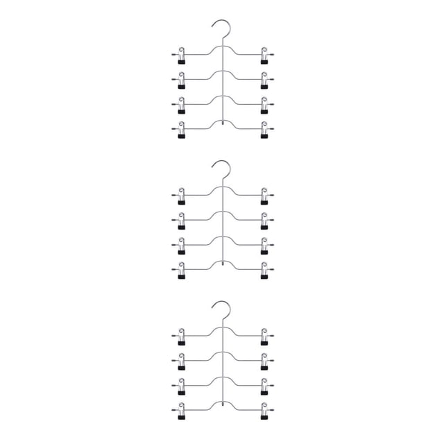 jesticaly Multi-Functional Skirt Hanger 4 Tier Pants Holder Clip Steel Adjustable Space Saving Trousers Hanging Rack Clothes Storage Rack 3Set