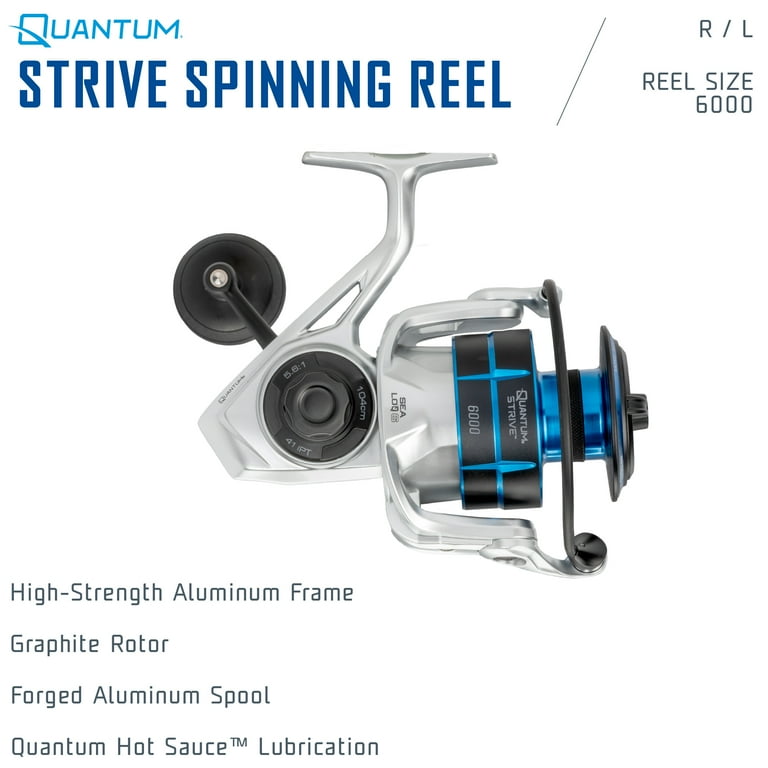 Quantum Strive Spinning Fishing Reel, Size 6000 Reel, 4+1 Bearings
