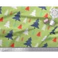 thumbnail image 3 of Soimoi Green Silk Fabric Christmas Tree Printed Fabric 1 Yard 42 Inch Wide, 3 of 3