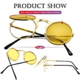 thumbnail image 4 of Gafas de Sol AIEYEZO Redondas con Flip-Up para Hombre y Mujer Estilo Steampunk, 4 of 7