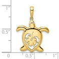 thumbnail image 4 of Finest Gold 14K Yellow & Rhodium White Diamond-Cut Floral Turtle Pendant, 4 of 4