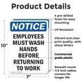 thumbnail image 2 of (2 Pack) Employees Must Wash Hands Before OSHA Notice Sign 7 Inch X 10 Inch Plastic Sign, Weather Resistant, UV Protected for Workplace, Business, and Construction Site, Made in the USA, 2 of 8