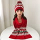 thumbnail image 2 of Mujeres Hombres Invierno 2 Piezas Gorro De Navidad Gorro Bufanda Larga Conjunto Copo De Nieve Rayas Estampado Punto Pompón Gorro De Calavera Vacaciones Navidad Calentador De Cuello, 2 of 5