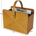 thumbnail image 3 of DecMode 17" Brown Leather Handmade Box Style Magazine Holder with Detail Stitching and Curved Buckle Handles, 3 of 9