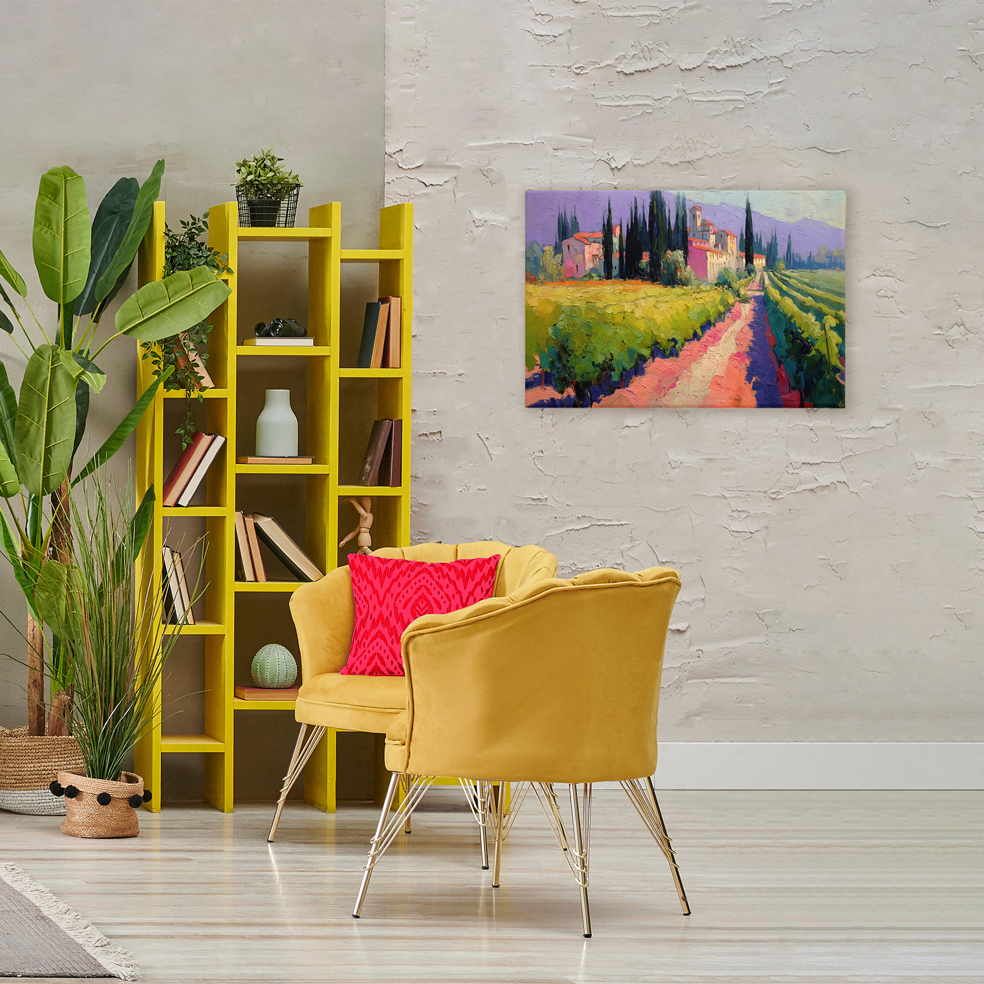 Purple Mountains Village Canvas Wall Art, design by Annabelle Hall