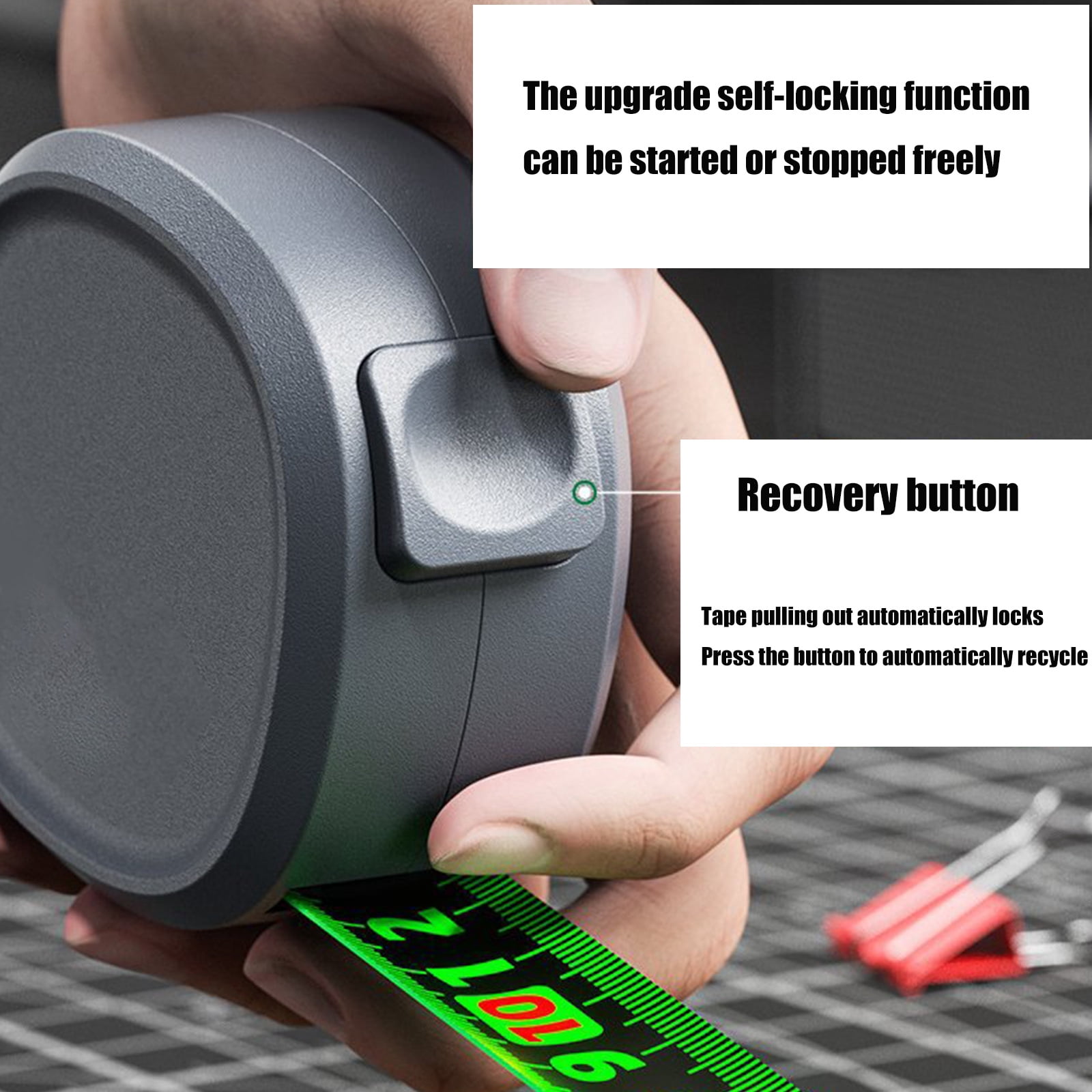 Tape Measure, Self-Locking Steel Tape, Carpentry Measuring Tool, High Accuracy Retractable Measuring Ruler