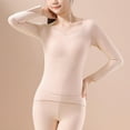 thumbnail image 5 of Lenpel Girls' Thermal Shirts Fleece Lined Long Sleeve V Neck Striped Slim Base Layer Tops Basic Warm Undershirts(Beige,14-16 Years), 5 of 6