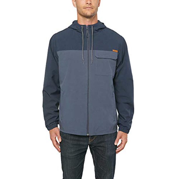 Voyager Men's Windbreaker Hooded Rain Jacket, Blue, Medium