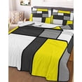 thumbnail image 3 of Quilts Full Size Bedding Set, Modern Geometric Yellow Black Lightweight Quilted Comforter, Abstract Minimalist Blocks Soft Reversible Bedspread Coverlet with Pillow Covers for All Season, 78" x 90", 3 of 7