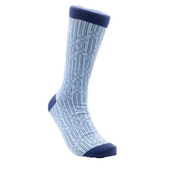 Stylish Blue Rectangle Diamond Socks (Adult Large - Men's Shoe Sizes 8-12)