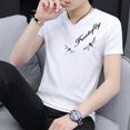 thumbnail image 3 of Camiseta ajustada negra con cuello en V para hombre, ropa de calle, camisetas para hombre, camisetas geniales de manga corta estilo hip hop básico SL, 3 of 5