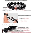 thumbnail image 2 of Black Obsidian Bracelet, Black Obsidian Wealth Bracelet for Women Men Couples Handmade Stretch Obsidian Bracelet Bangle with Carved Pixiu Tiger Eye Stone Attract Wealth Money and Good Luck, 2 of 5