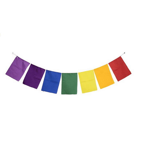 Blank Prayer Flags Set of 10 Flags Put Your own Prayers (Seven Chakra)