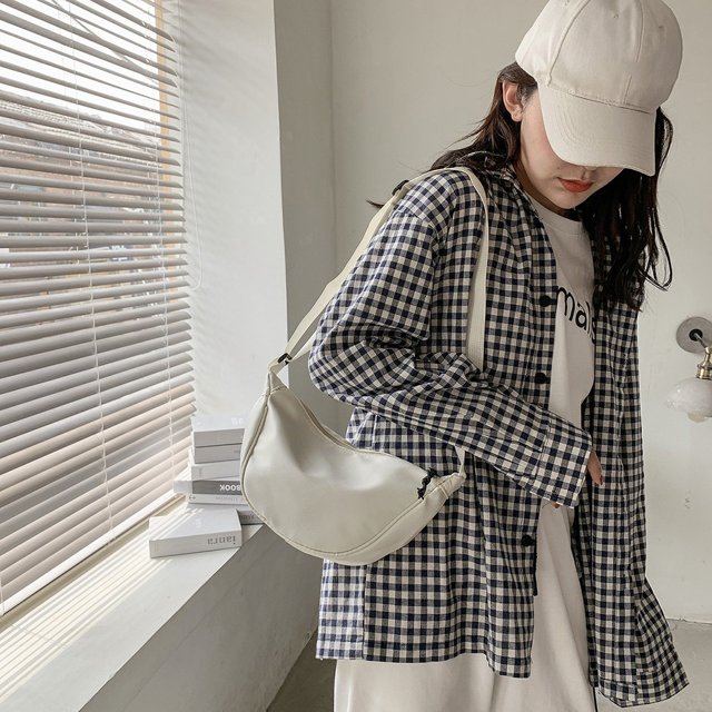 Bolso bandolera de lona para mujer a la moda, bolso informal para el pecho para mujer (blanco)