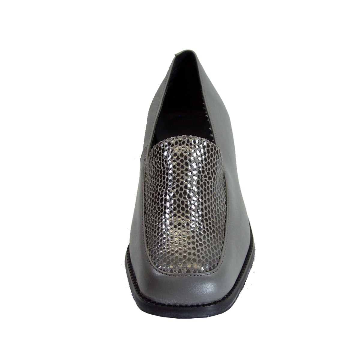 PEERAGE Zula Women's Wide Width Leather Animal Print Slip-on Shoes GRAY 10.5