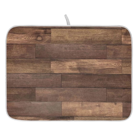 Dish Drying Mat for Kitchen Counter 16x18/18x24 Brown Wood Grain Absorbent Coffee Bar Mat Dish Drainer Rack Mat for Kitchen Counter