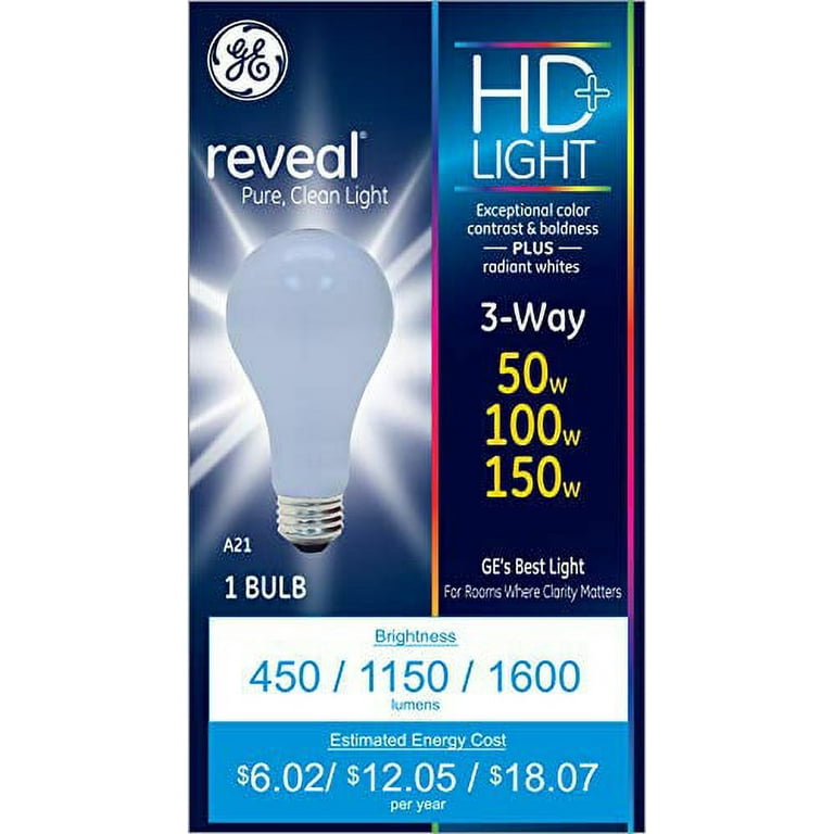 GE Lighting 97785 50/100/150-Watt A21, High Lumen 3-Way Reveal