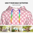 thumbnail image 4 of Lsque Irregular Plaid Pattern Casual Women's Hoodie,Hooded Sweatshirt with Kangaroo Pocket,Pullover Hoodie with Eye-catching Drawstrings-XX-Large, 4 of 7