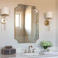 thumbnail image 2 of MOON MIRROR 30"x40" Scalloped Mirror for Bathroom, Brass Antique Stainless Steel Framed Wall Mirrors, Traditional Octagon Vanity Mirror, Metal Ornate Mirror for Living Room Fireplace Entryway, 2 of 8