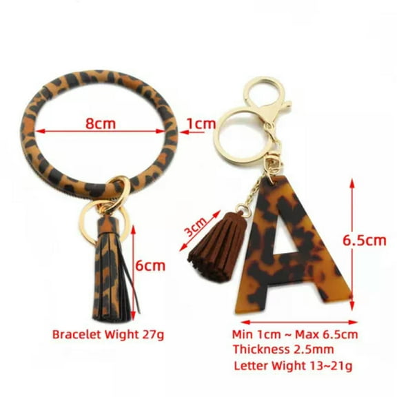Acetate Leopard Keyring Leather Tassel Bracelet Women Wristlet Key Chain Jewelry