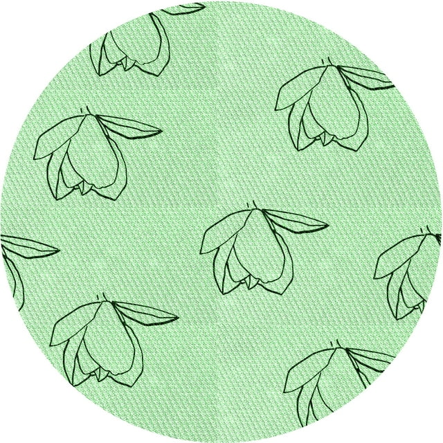 Ahgly Company Tapis d'Intérieur Rond Lavable en Machine Vert Menthe Transitionnel, 3 Pieds Rond