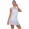 thumbnail image 3 of Xnihocha Women's Figure Skating Dress Sparkly Backless Lyrical Ballet Dance Dress for Competition White XL, 3 of 7