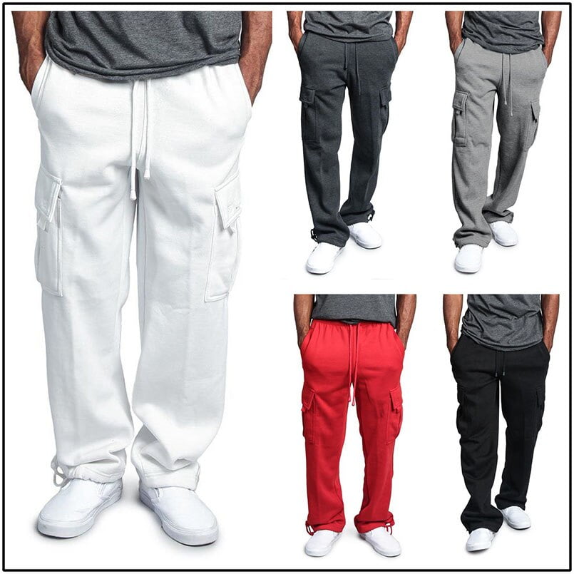 Ruamilyy Pantalon De Jogging En Velours Côtelé Pour Homme - Coupe Droite - Avec Poches - Taille élastique - Pantalon De Loisirs - Vintage - Décontracté - Avec Jambes Larges - Couleur Unie - Pantalon